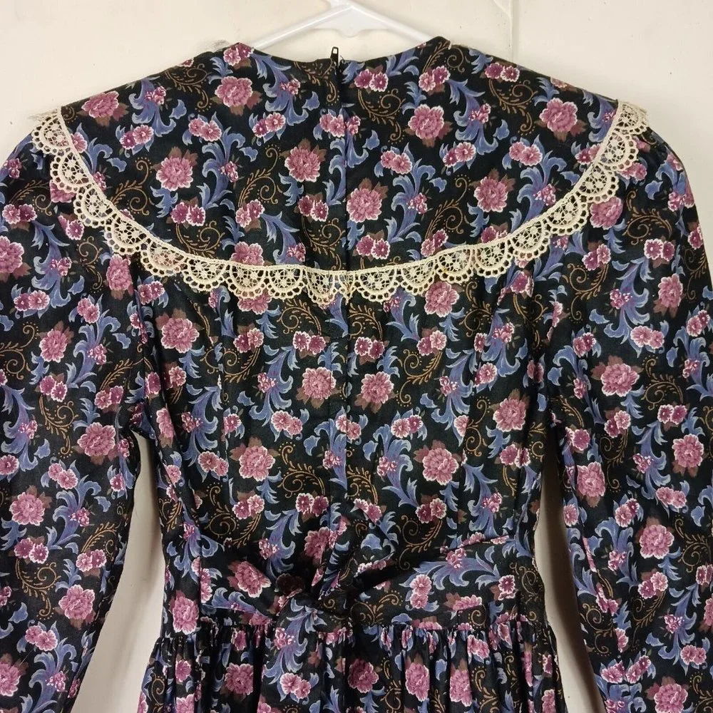 Gunne Sax Jessica McClintock Girls Dress Vintage Size 10 Lace Detail Tie Back - Picture 8 of 11